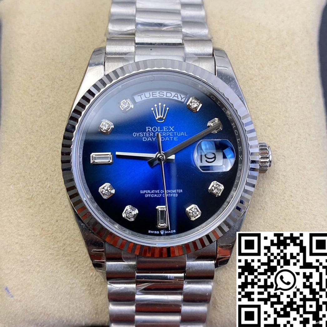EW Blue M128239-0023 Rolex Factory Gradient Dial Day-Date Diamond 0420